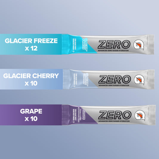 Gatorade Zero Sugar Electrolyte Powder Drink Mix, 3 Flavor Variety Pack, (32 Servings), No Artificial Flavors, No Added Colors, Zero Sugar, Sports Drinks, Hydration, Electrolyte Drink