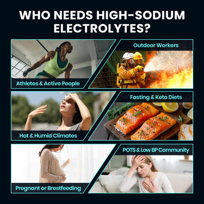 Venture Pal High Sodium Sugar-Free Electrolyte Powder Packets - Hydration Packets with Sodium, Potassium & Magnesium | Zero Calories | Vegan, Keto, and Paleo Friendly | 16 Sticks